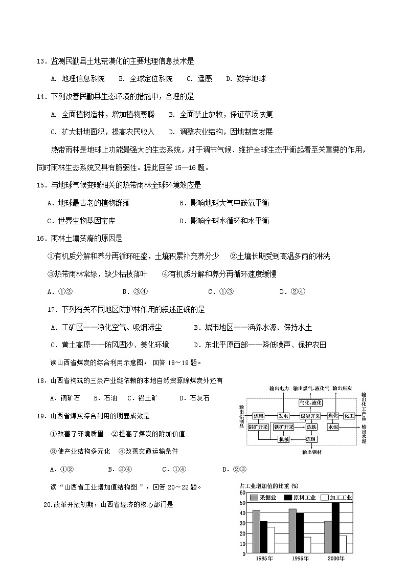 2018-2019学年吉林省汪清县第六中学高二9月月考地理试题 Word版03