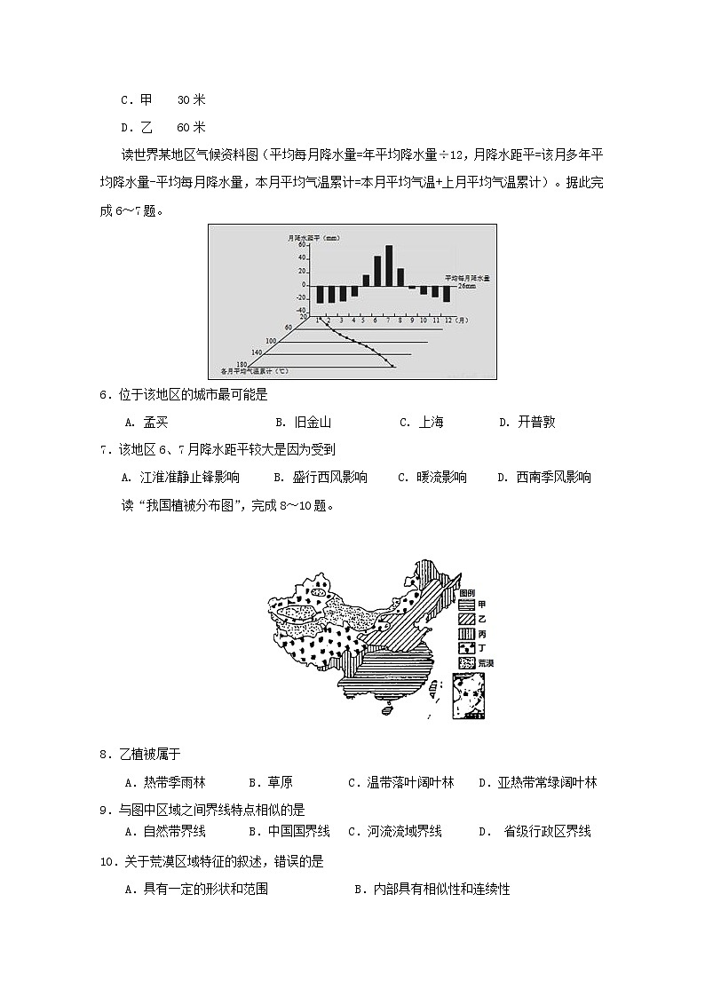 2018-2019学年江苏省如皋中学高二上学期第二次月考地理试题 Word版第2页
