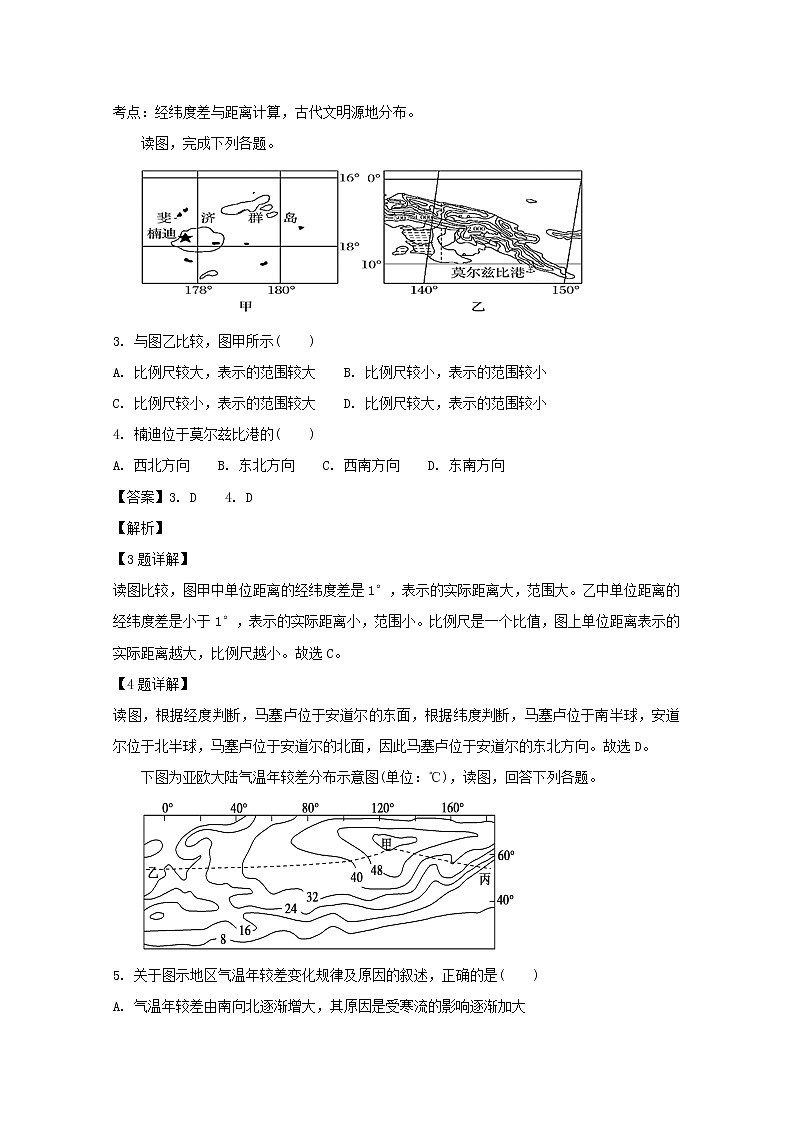 2018-2019学年江西省奉新县第一中学高二上学期第三次月考地理试题 解析版02