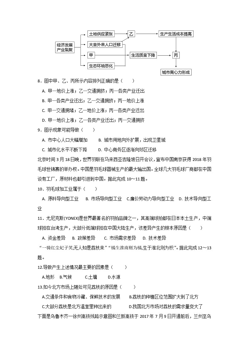 2018-2019学年江西省奉新县第一中学高二上学期第一次月考地理试题 Word版03