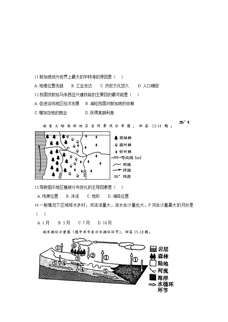 2018-2019学年江西省南昌市第十中学高二上学期第一次月考地理试题 Word版03