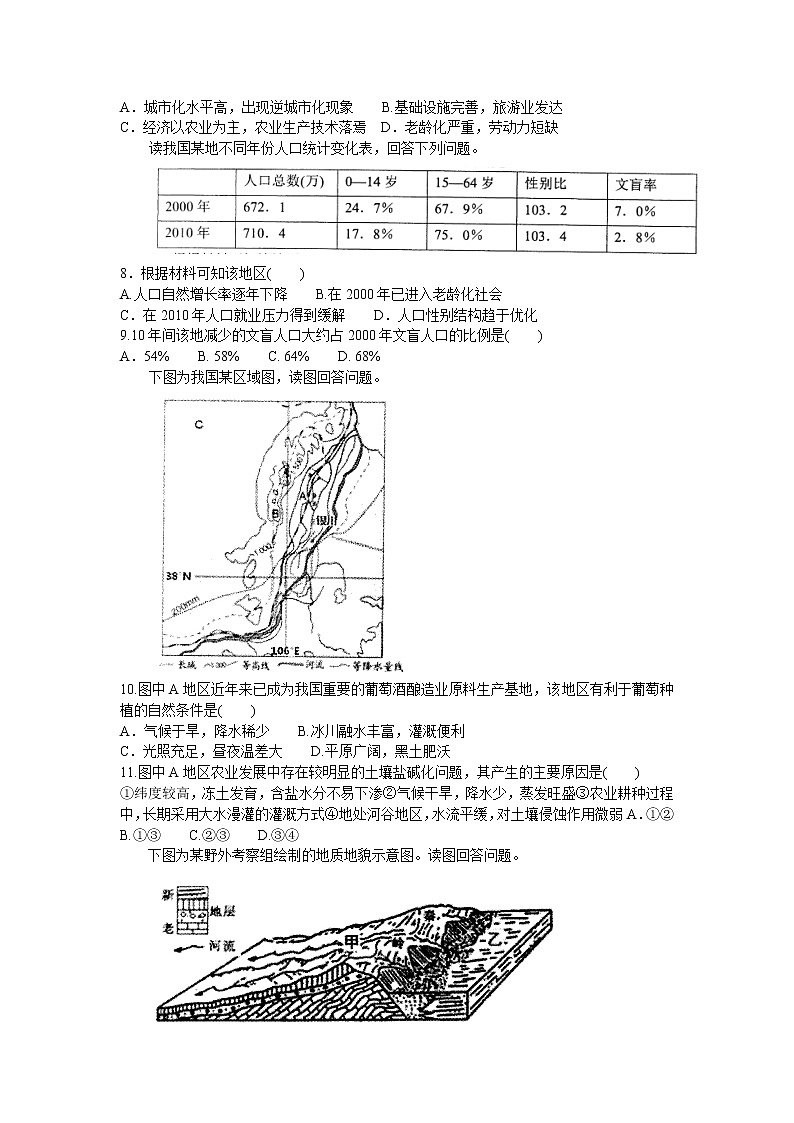 2018-2019学年河南省郑州市第一中学高二上学期入学测试地理试题（word）02