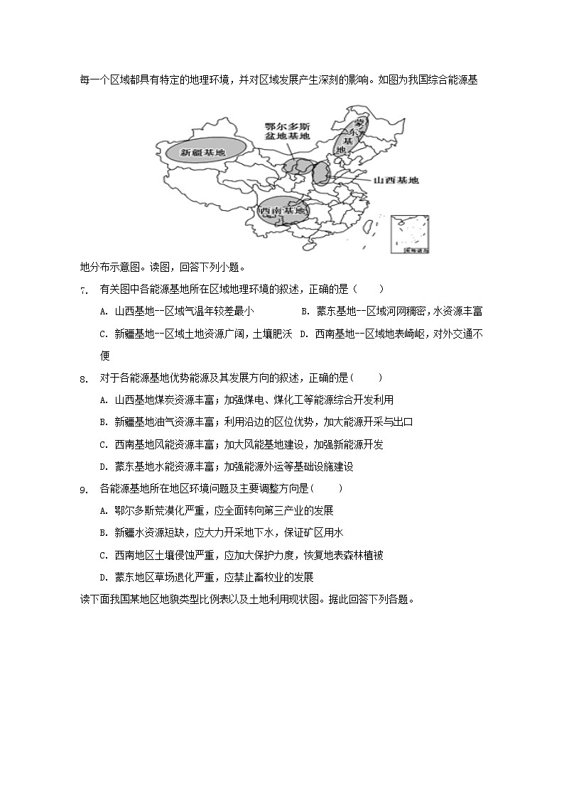 2018-2019学年黑龙江省大庆中学高二10月月考地理试题 Word版03