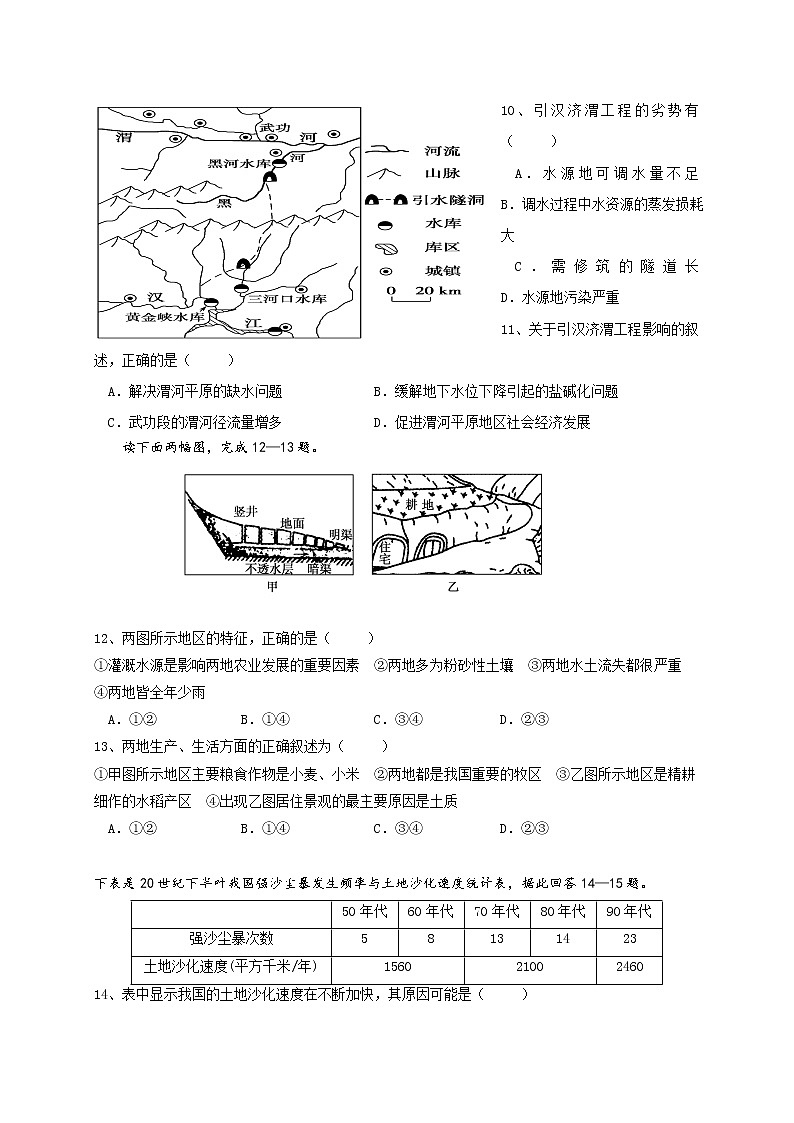 2018-2019学年湖南省醴陵市第一中学高二上学期入学考试地理试题（Word版）03