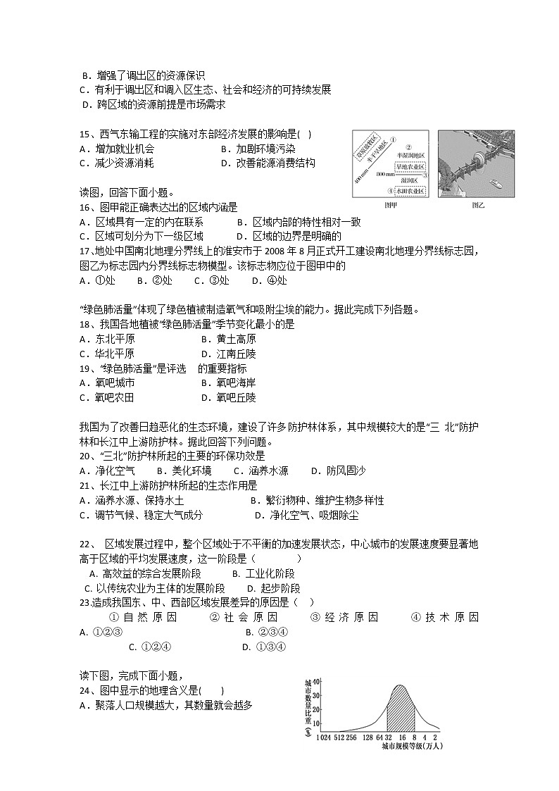 2018-2019学年湖南省茶陵县第三中学高二上学期第一次月考地理试题 Word版03
