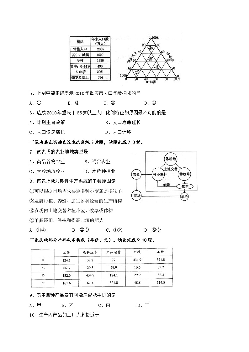 2018-2019学年甘肃省武威市第六中学高二上学期暑期学习质量检测地理试题（Word版）02