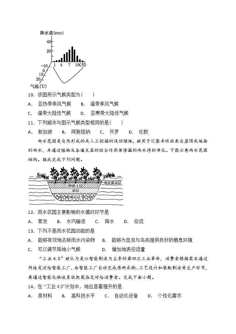 2018-2019学年安徽省蚌埠市第二中学高二上学期开学考试地理试题（Word版）03
