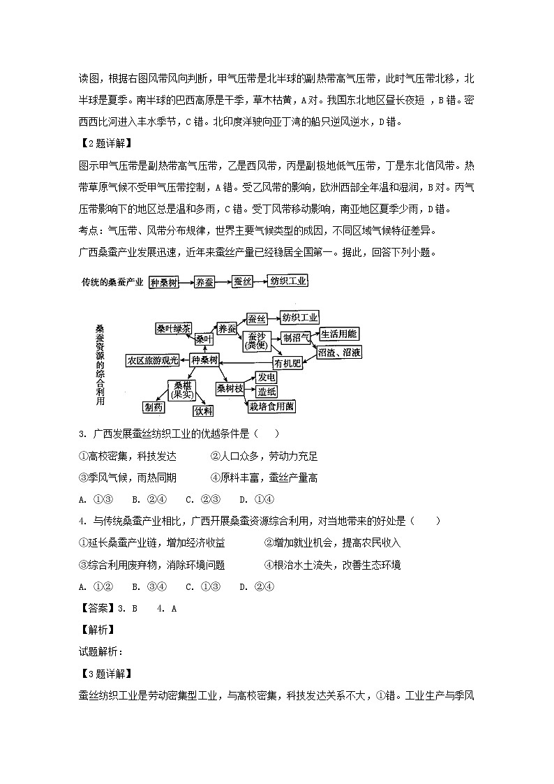 2018-2019学年安徽省定远重点中学高二上学期开学考试地理试题 解析版02