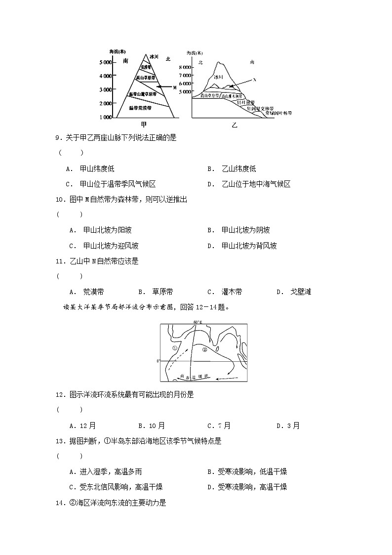2018-2019学年安徽省六安市舒城中学高二上学期第一次统考地理试题 Word版第3页