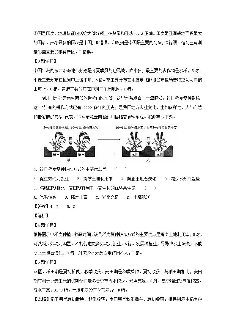 2018-2019学年福建省莆田第九中学高二上学期第一次月考试题地理 解析版02