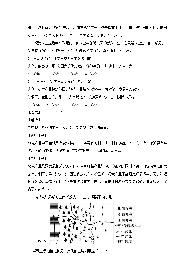 2018-2019学年福建省莆田第九中学高二上学期第一次月考试题地理 解析版03