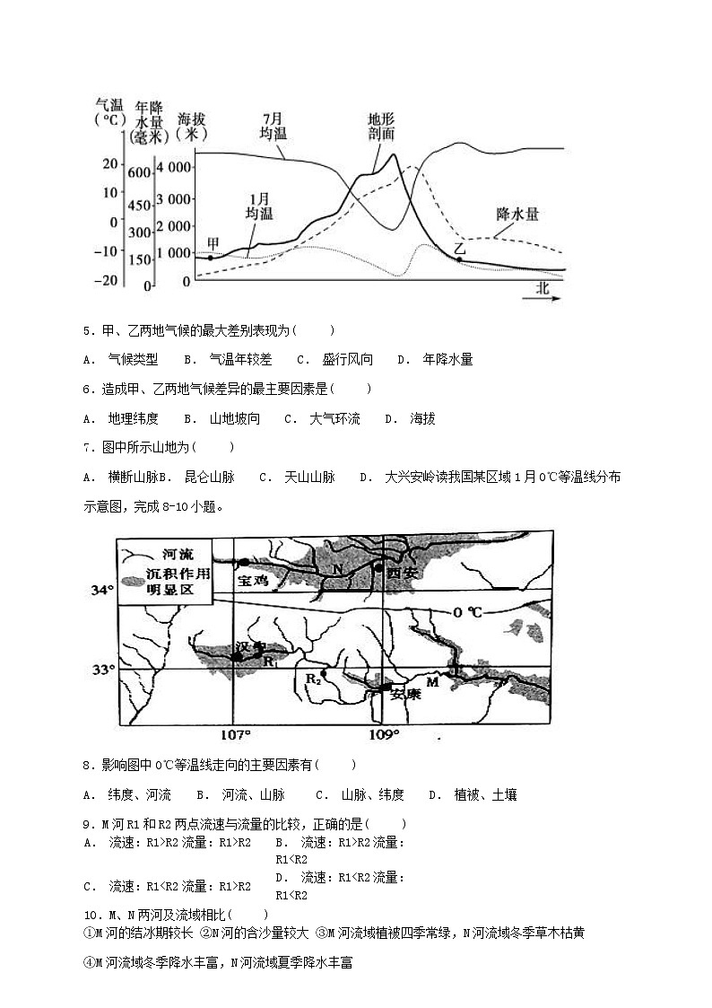 2018-2019学年福建省莆田第九中学高二上学期开学考试地理试题（Word版）02