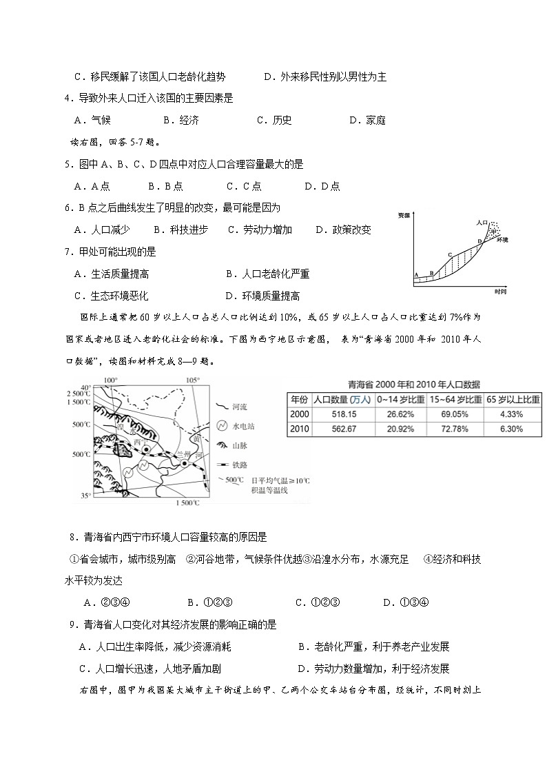 2018-2019学年福建省三明市第一中学高二上学期暑假返校考地理试题（Word版）02
