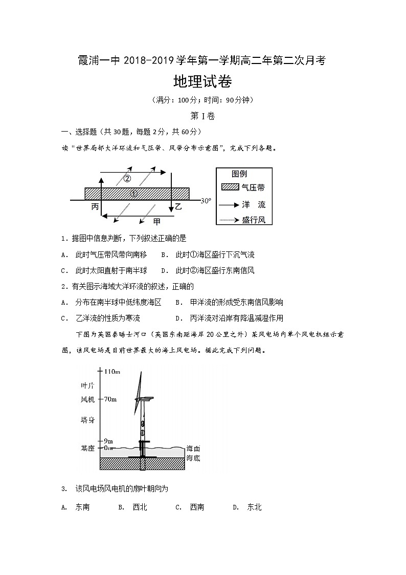 2018-2019学年福建省霞浦第一中学高二上学期第二次月考地理试题 Word版01