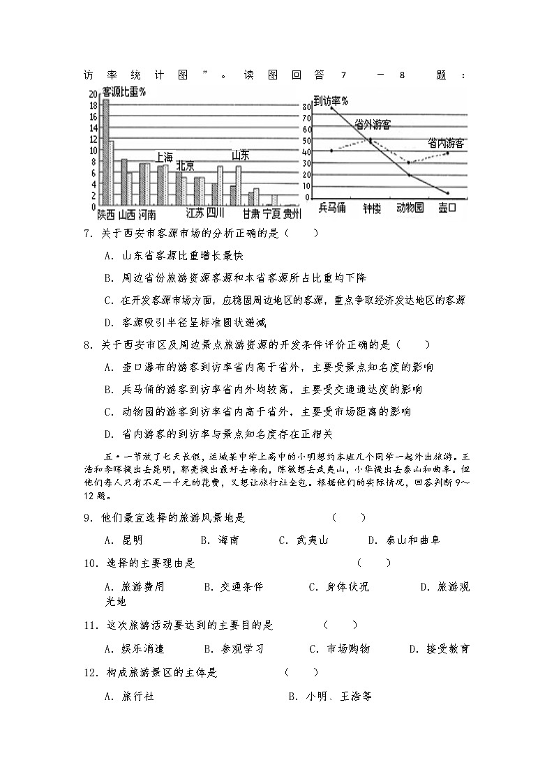2019-2020学年山西省芮城市高二3月月考地理 word版 试卷02