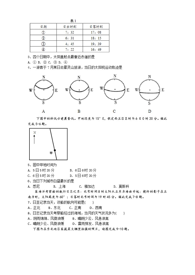2019-2020学年山东省师范大学附属中学高二上学期第五次学分认定考试地理试题 word版02