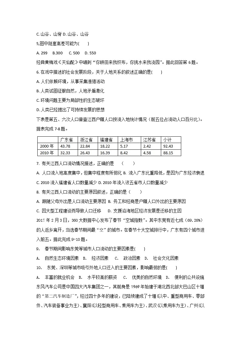 2019-2020学年四川省成都外国语学校高二上学期入学考试 地理 Word版02