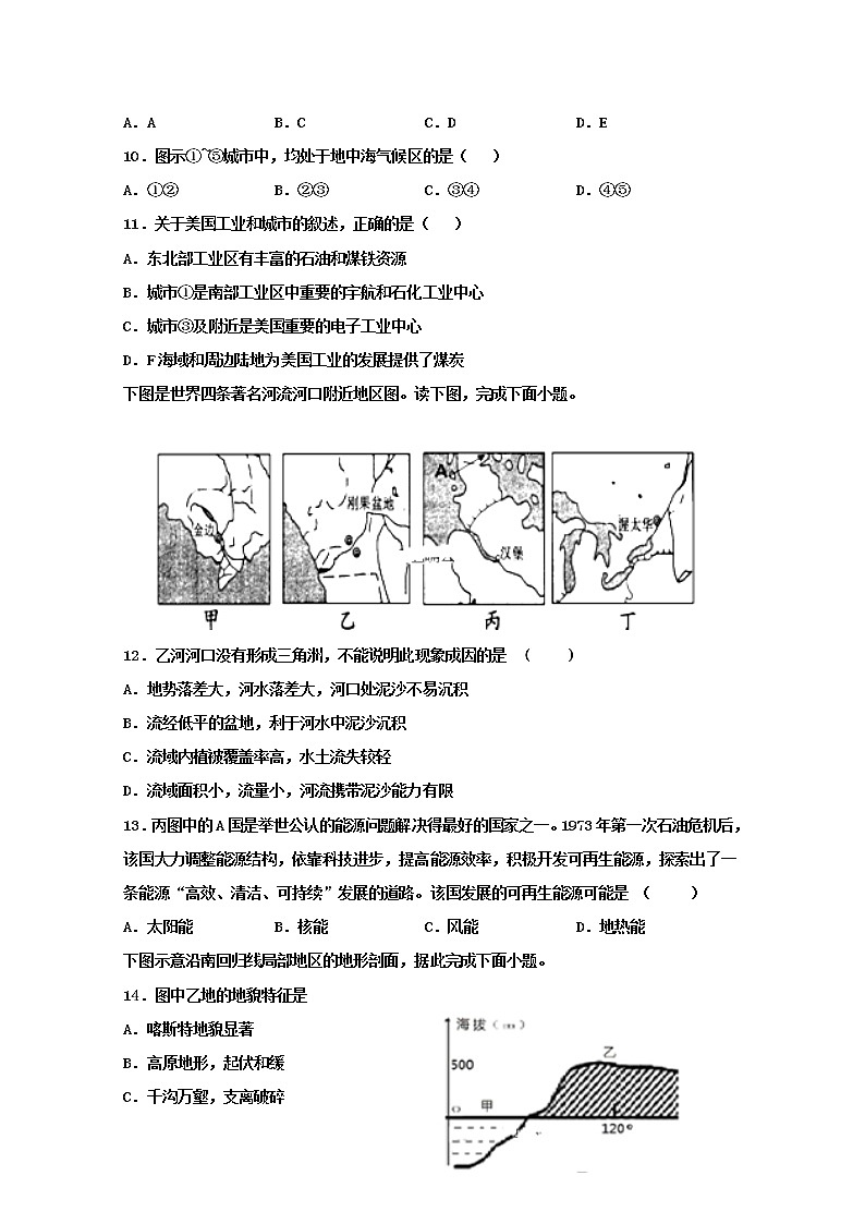 2019-2020学年河北省鸡泽县第一中学高二12月月考地理试题 Word版03