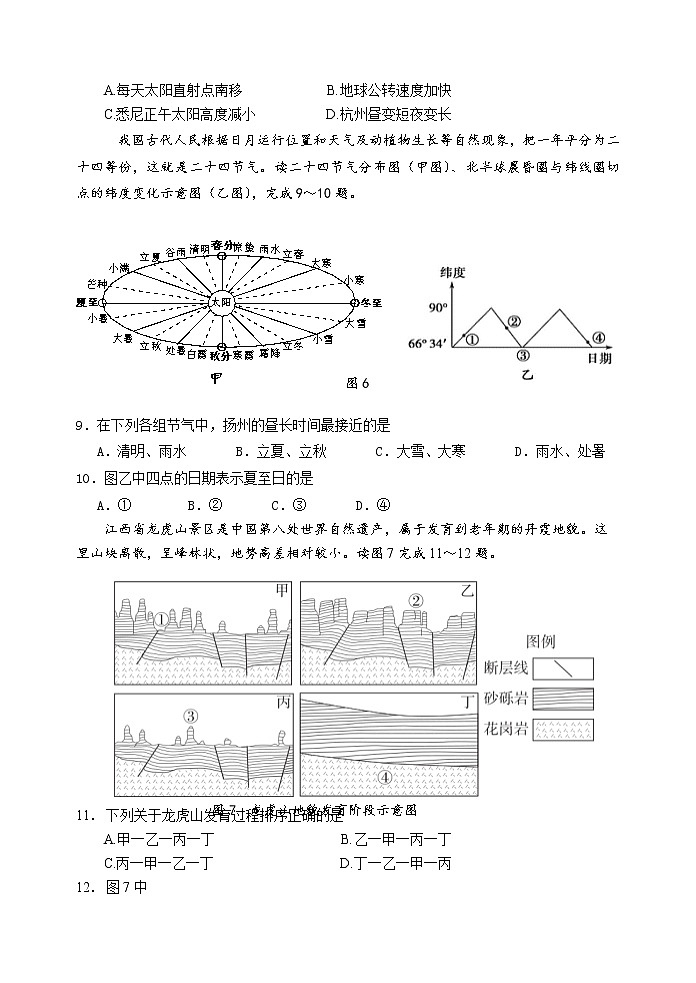 2019-2020学年江苏省扬州中学高二上学期12月月考试题 地理（选修） Word版03