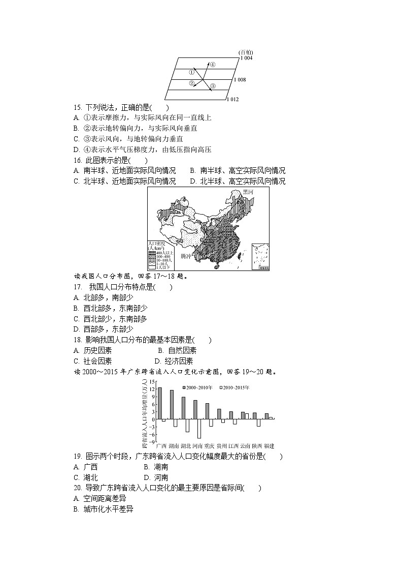 2019-2020学年江苏省连云港市高二学业水平合格性考试模拟试题（12月） 地理 Word版03