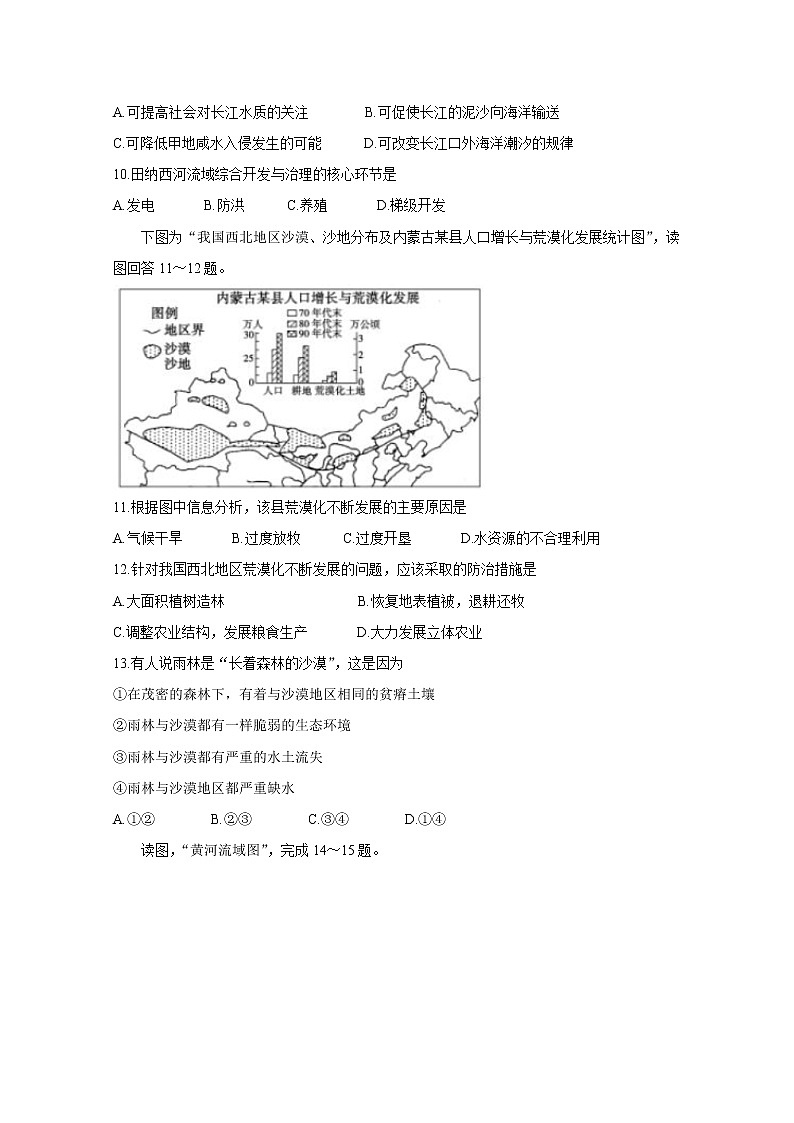 2019-2020学年安徽省“庐巢六校联盟”高二上学期第二次段考试题  地理 word版03