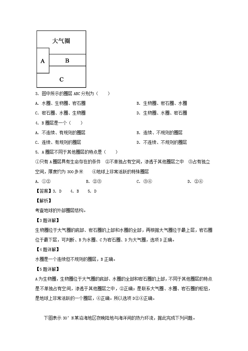 2019-2020学年安徽省滁州市定远县育才学校高二上学期入学考试地理试题 解析版02