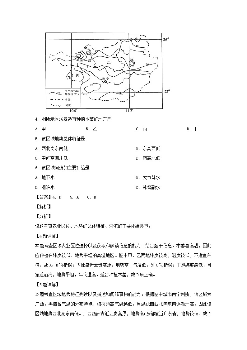 2019-2020学年福建省莆田第九中学高二上学期第一次月考地理试题 解析版03