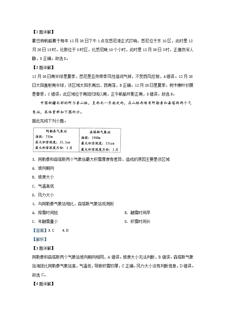 山东省济宁市第一中学2020届高三下学期一轮质量检测地理试题02