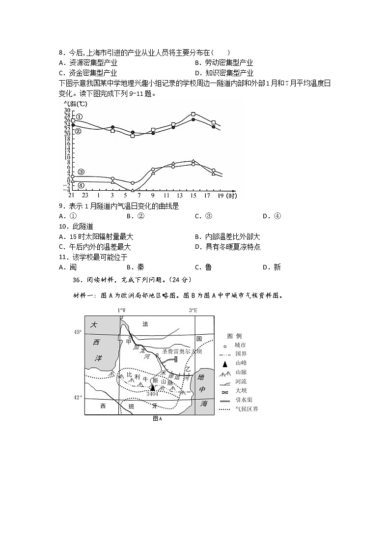 四川省宜宾市叙州区第一中学校2020届高三下学期第一次在线月考地理试卷02