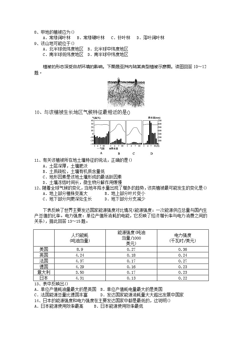 湖南省长沙市长沙县2019-2020学年高一下学期6月联考地理试卷02