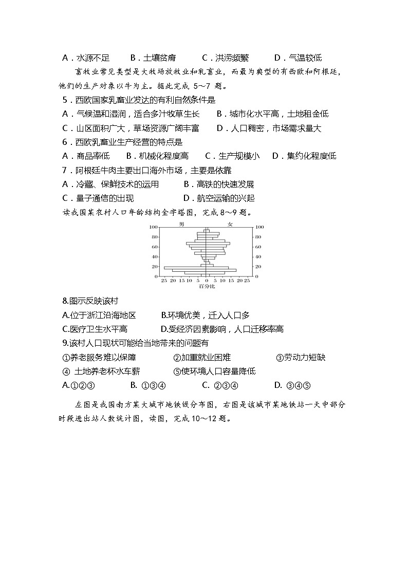 陕西省咸阳市实验中学2019-2020学年高一下学期月考地理试题第2页