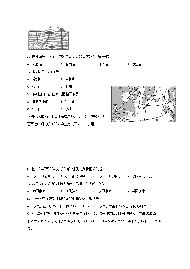 四川省遂宁市射洪中学2019-2020学年高一下学期入学考试地理试题02