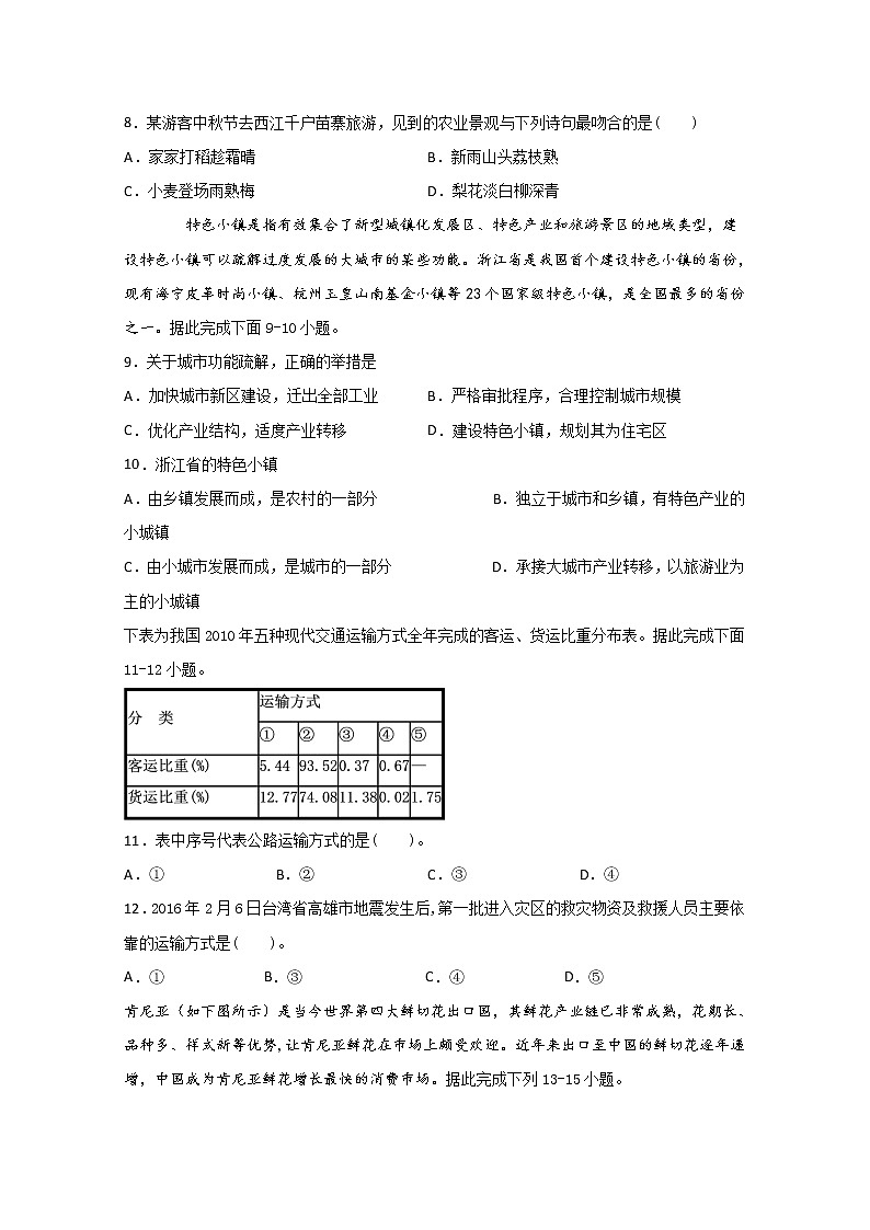 四川省棠湖中学2019-2020学年高一下学期月考地理试题03