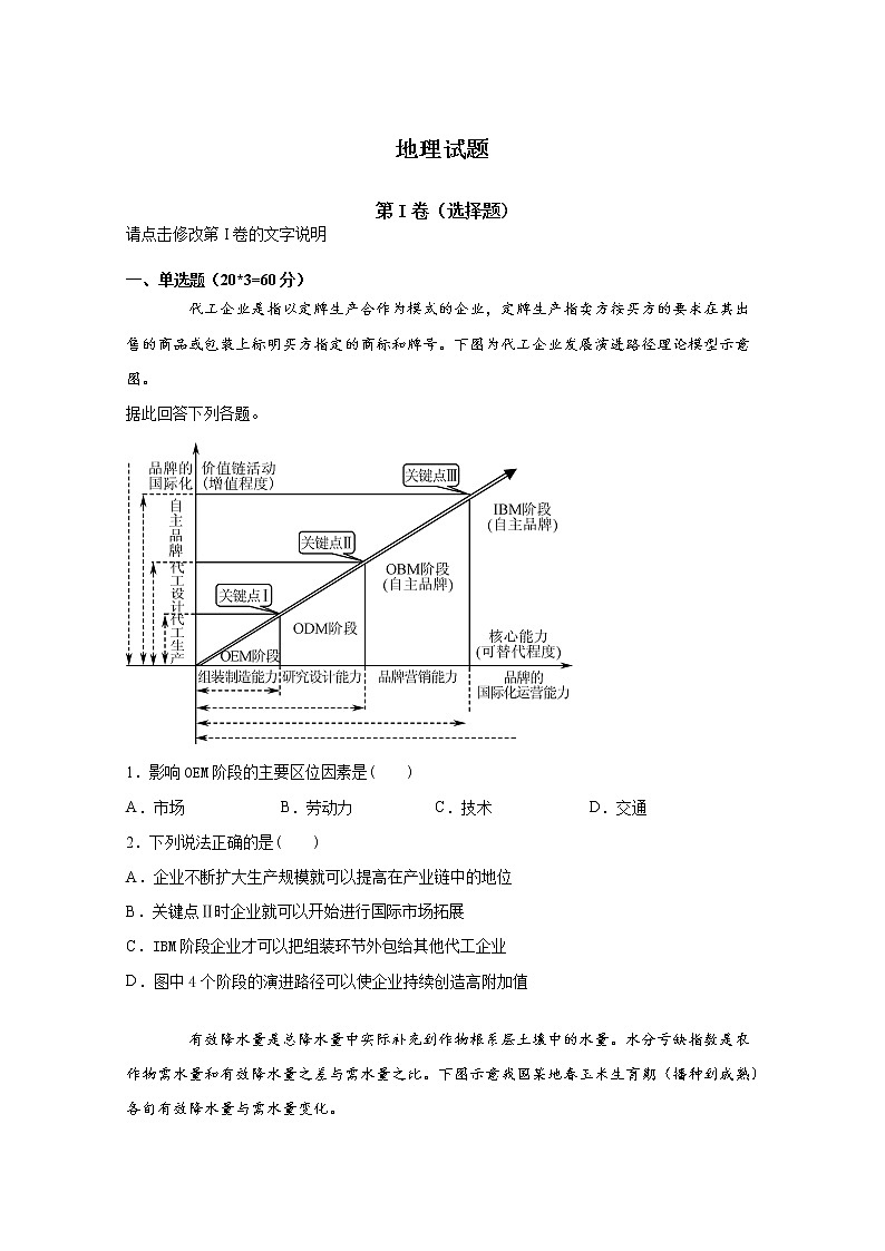 江西省萍乡市莲花中学2019-2020学年高一下学期月考地理试题01
