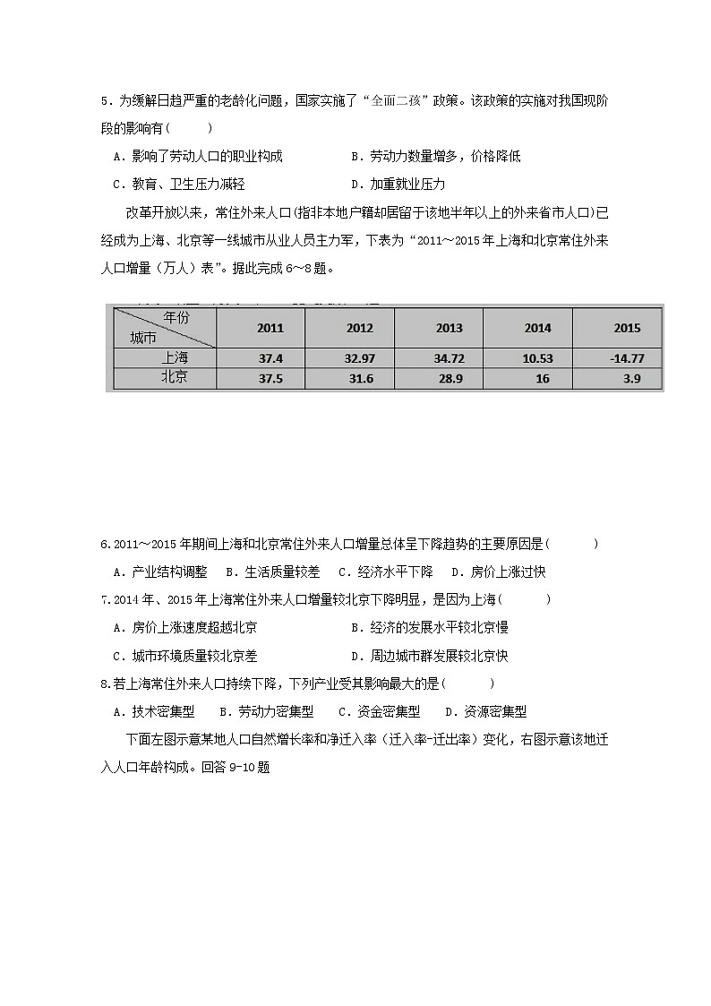 山西省晋中市和诚中学2019-2020学年高一3月月考地理试题02