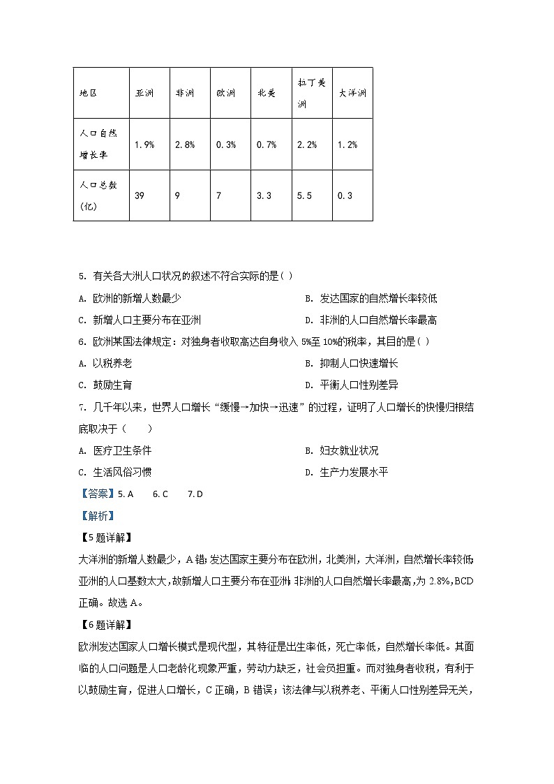 河北省张家口市2019-2020学年高一下学期3月阶段测试地理试题第3页