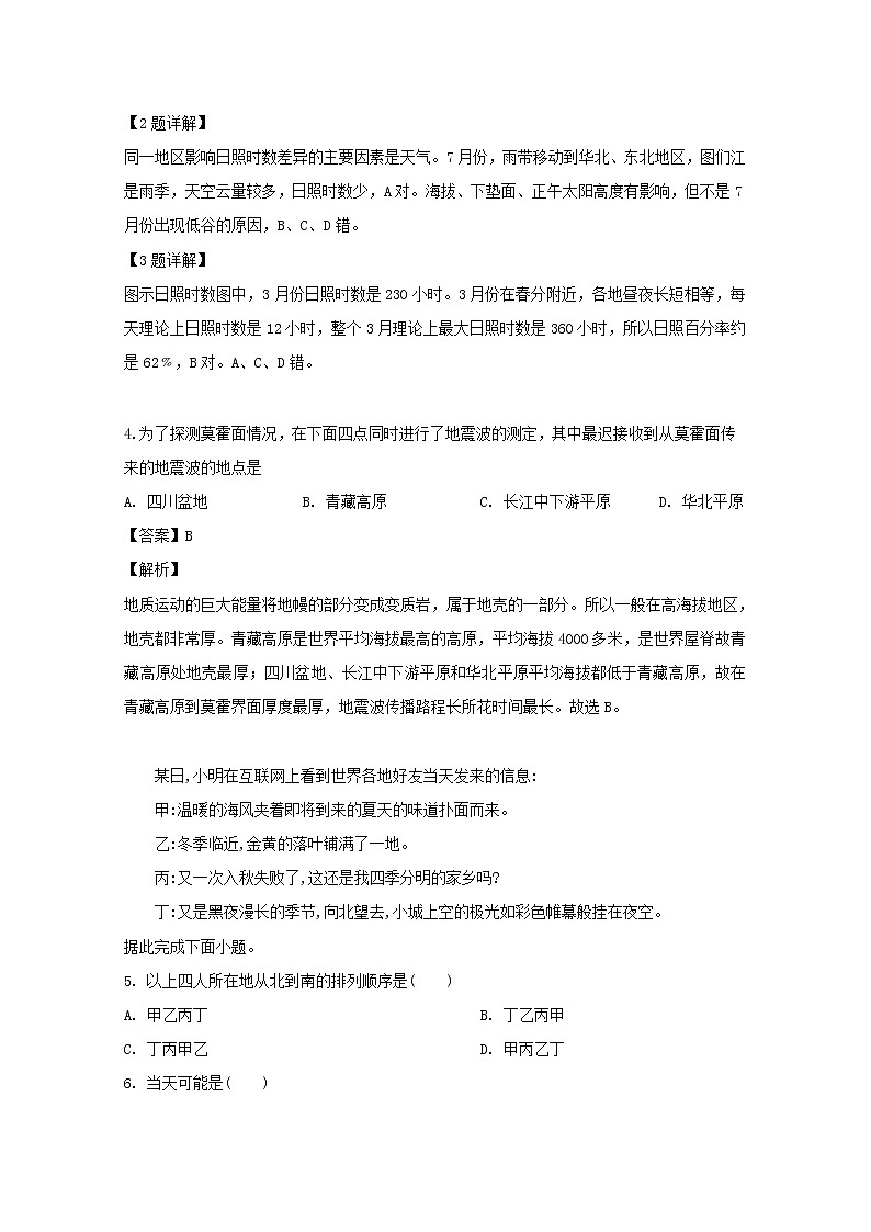 湖北省黄冈市浠水县实验中学2018-2019学年高一下学期测试卷地理试题02