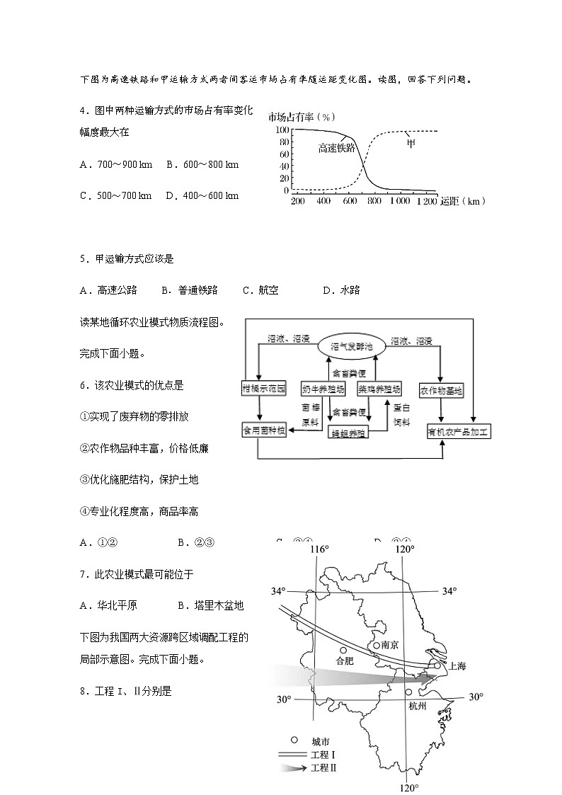 浙江省瑞安市上海新纪元高级中学2019-2020学年高一下学期学考模拟测试地理试题02