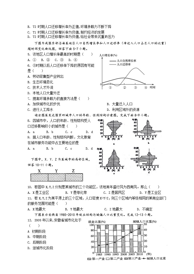 福建省泉州第十六中学2019-2020学年高一5月月考地理试题02