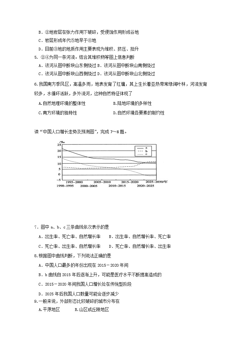 甘肃省兰州市第一中学2019-2020学年高一下学期4月月考地理试题02