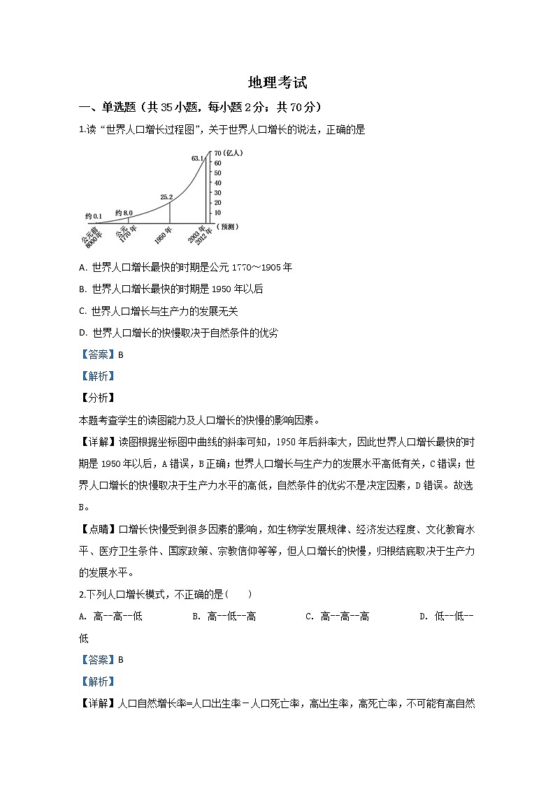 广西贺州市平桂区平桂高级中学2019-2020学年高一下学期第一次月考地理试题01