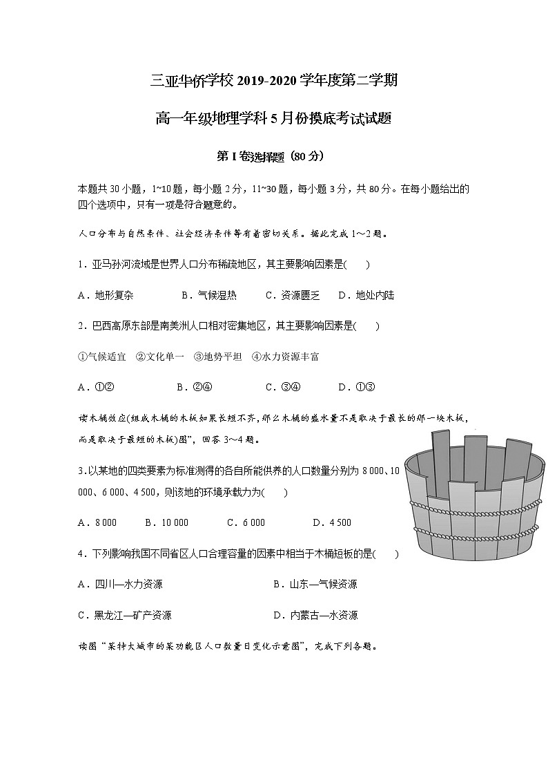 海南省三亚华侨学校2019-2020学年高一5月月考地理试题01