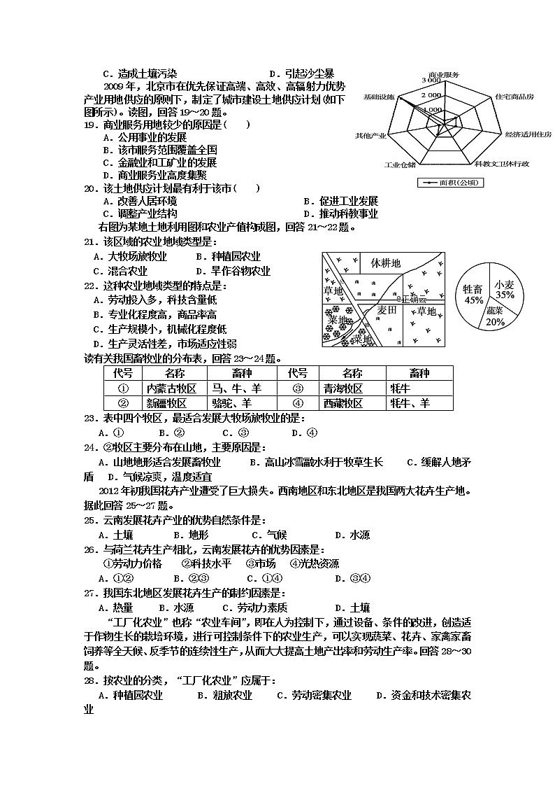 新疆阿克苏地区第二中学2018-2019学年高一下学期第一次月考地理试卷第3页