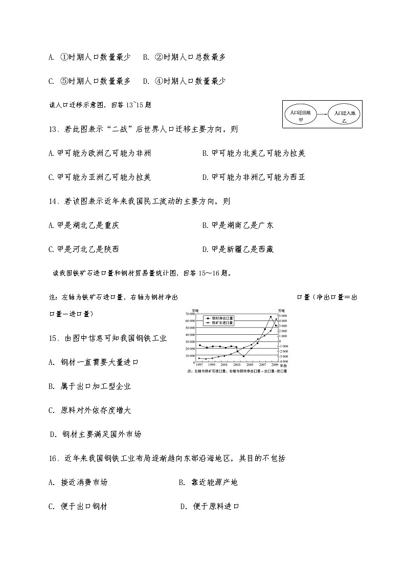 新疆哈密市第十五中学2019-2020学年高一4月质量检测地理试题第3页