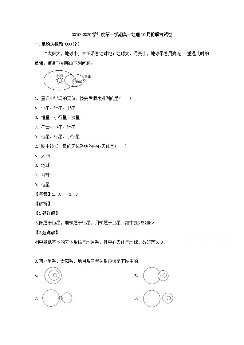 江西省南昌市八一中学洪都中学十七中三校2019-2020学年高一10月联考地理试题01