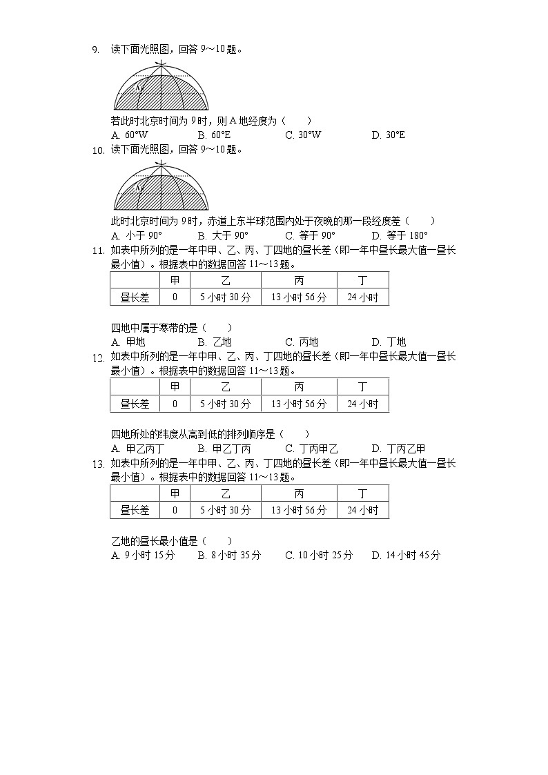 湖南省益阳市赫山区箴言中学2019-2020学年高一上学期10月月考地理试题03