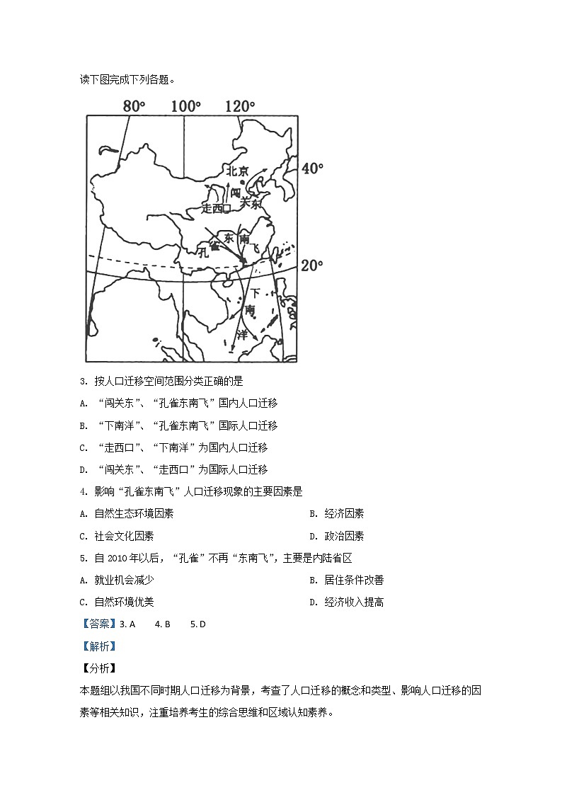 甘肃省白银市靖远县第四中学2019-2020学年高一下学期期中考试地理试题02