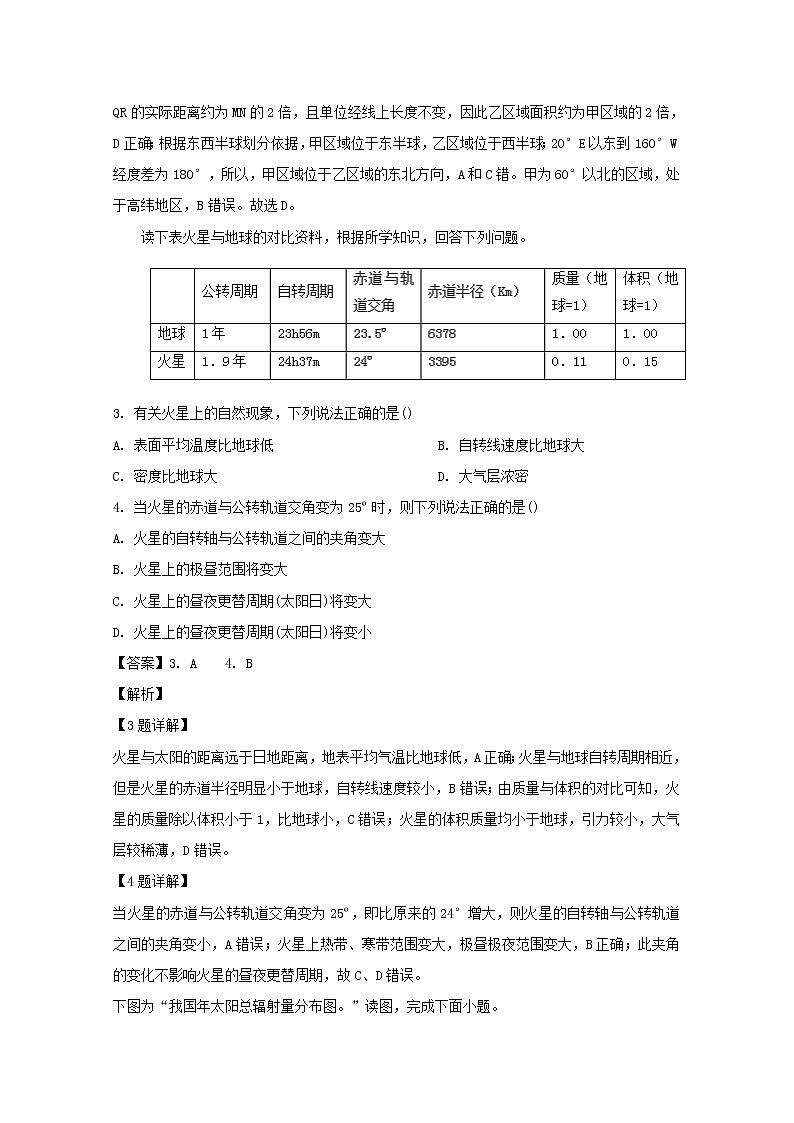 吉林省白城市第一中学2019-2020学年高一上学期期中考试地理试题02