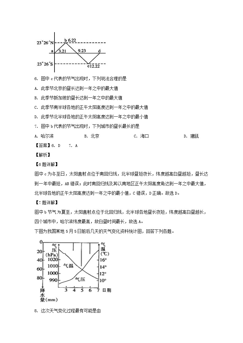 福建省建瓯市芝华中学2019-2020学年高一上学期期中考试地理试题03