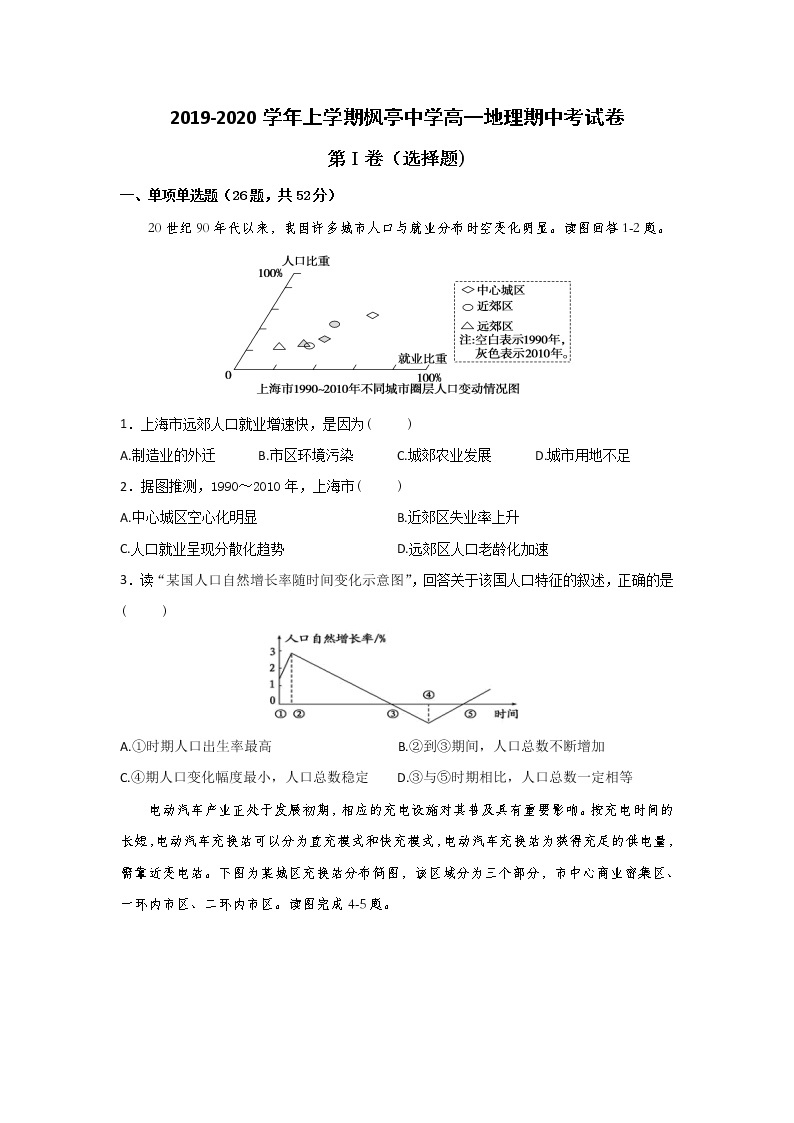 福建省仙游县枫亭中学2019-2020学年高一上学期期中考试地理试题01